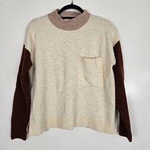 Madewell Redmond Mockneck Pocket‎ Sweater in Colorblock Small Wool Blend Fall